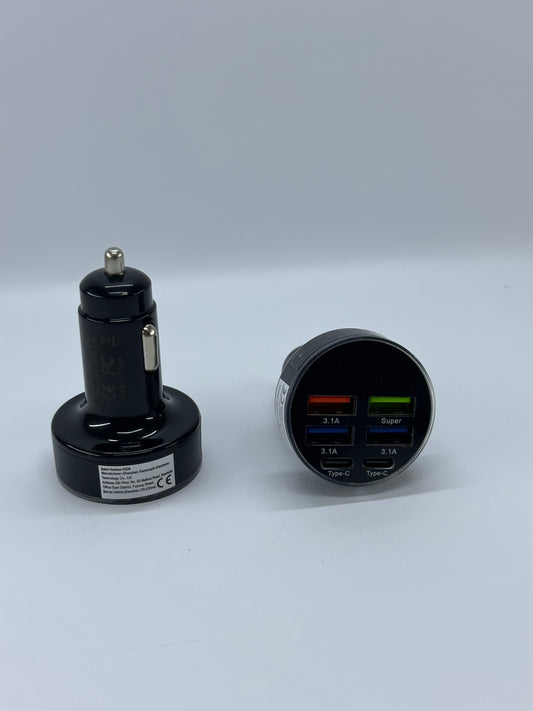 Зарядно за кола с волтметър – 4x USB + 2x Type-C | 3.1A Super Fast Charging