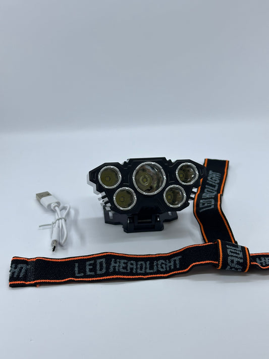 LED челник L-T21 с 5 мощни диода – USB зареждане, 4 режима на светене, регулируема лента