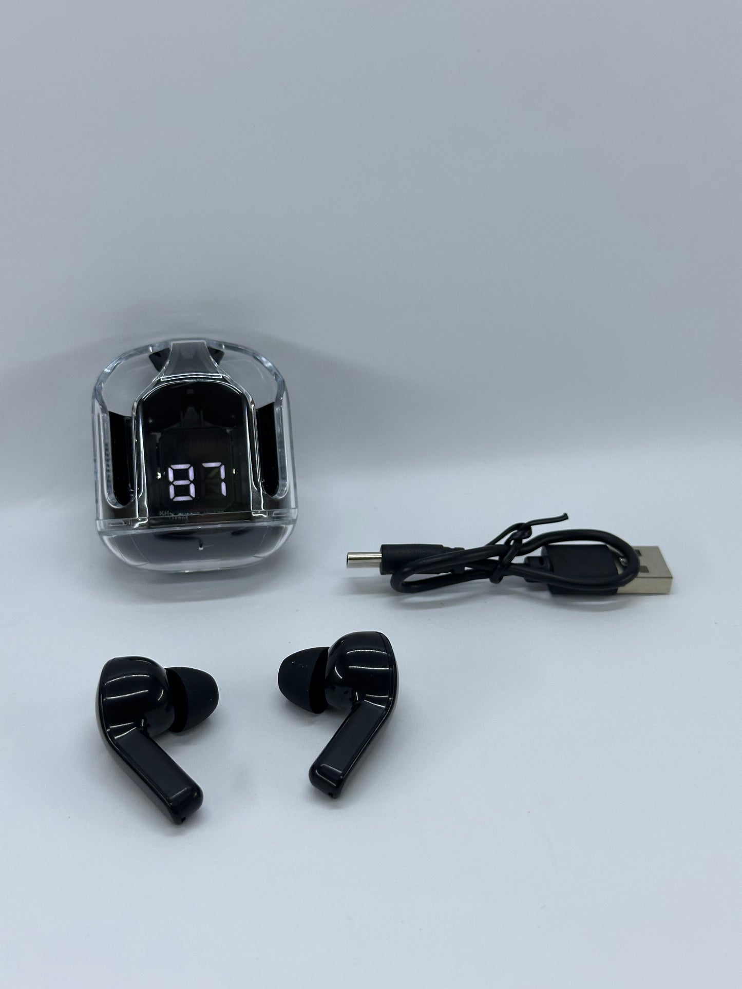 Безжични Bluetooth слушалки с дисплей и кейс – до 20ч работа, USB Type-C зареждане